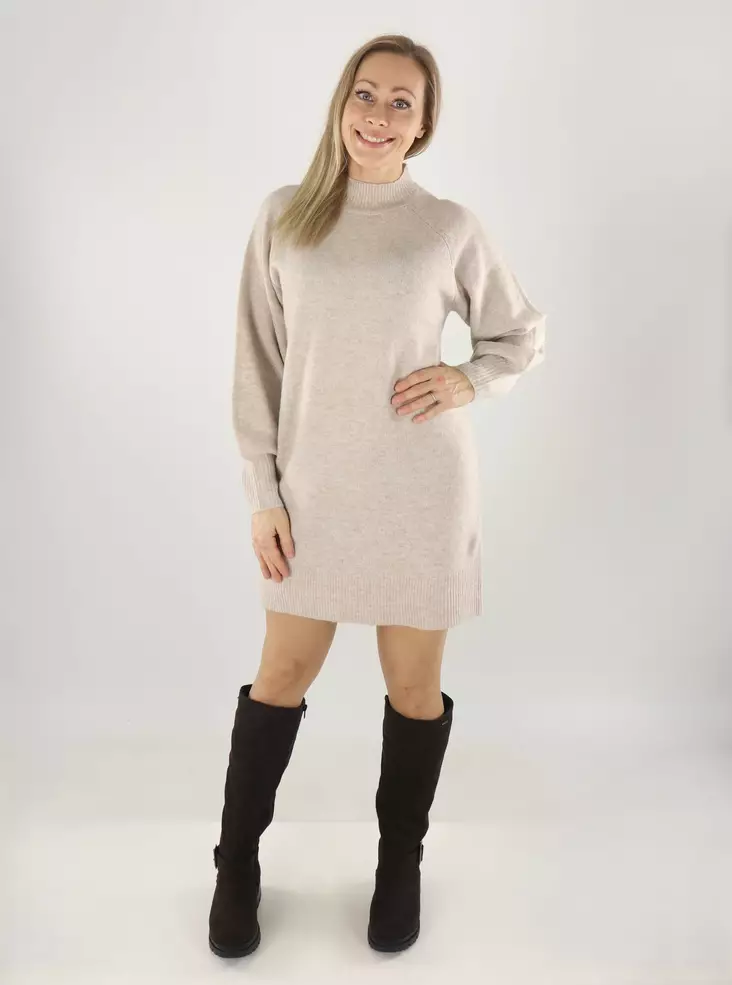 Only Neulemekko Olivia highneck meleerattu beige - Naisten neuleet - 141808 - 1