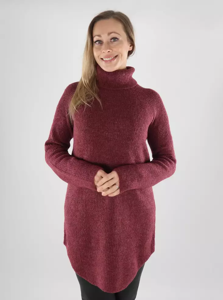 Pieces naisten neule Ellen long tawny port - Stickat för damer - 139848 - 1