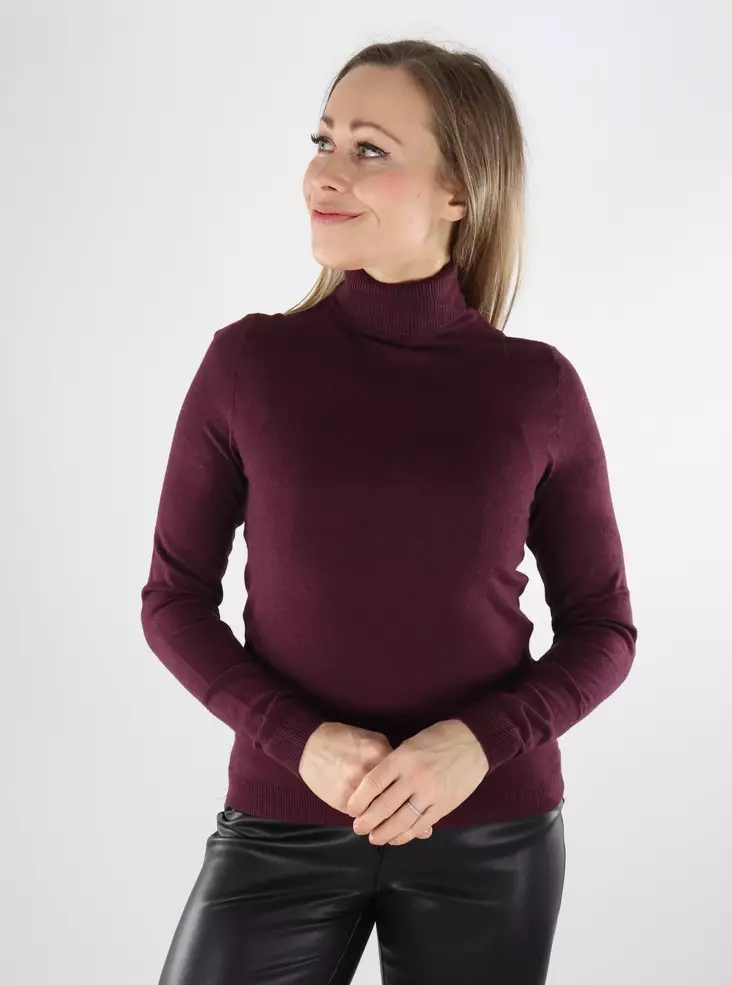 Vero Moda naisten neule Happiness LS Rollneck Pullover viininpunainen - Naisten neuleet - 140008 - 1