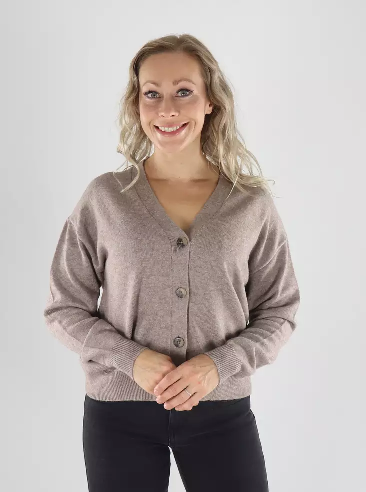 Vila naisten neuletakki Ril v-neck vaaleanruskea - Stickat för damer - 141618 - 1