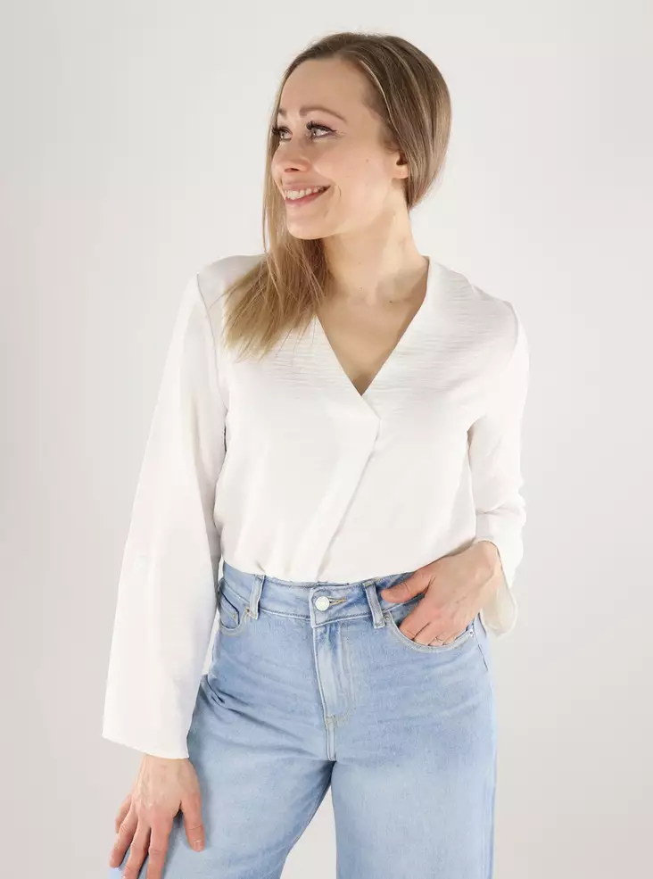 Vila naisten paita Josa 3/4 V-Neck valkoinen - Långärmade tröjor för  damer - 140348 - 1