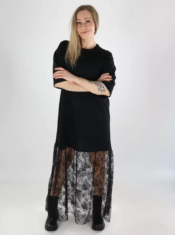 Vila Pitsimekko Kata s/s oversize musta - Mekot ja tunikat - 141098 - 1