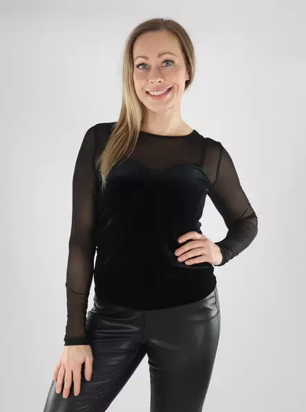 Only naisten paita Smooth Mesh musta - Naisten pitkähihaiset paidat - 139769 - 1