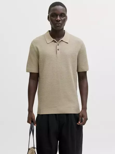 Jack&Jones miesten lyhythihaninen neule Bluriley lemon pepper - Miesten T-paidat - 140939 - 1