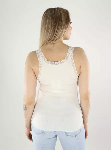 Only ribbikankainen toppi Sara Tank valkoinen - Toppar för damer - 140669 - 2