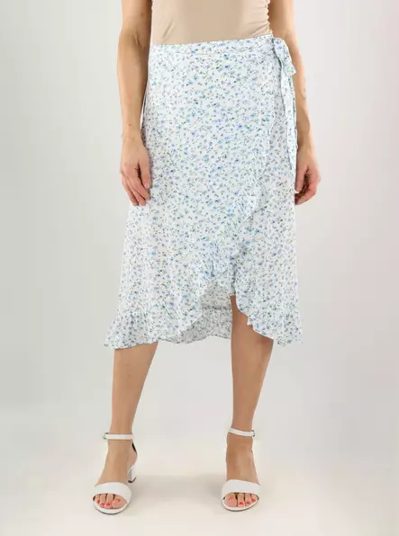 Vero Moda naisten kietaisuhame Alba snow white/blue brook - Hameet - 141039 - 1
