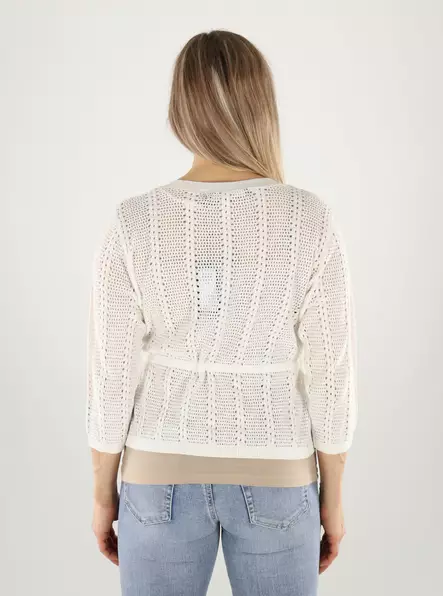 Vero Moda naisten neuletakki Lux 3/4 valkoinen - Stickat för damer - 141089 - 2