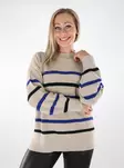 JDY naisten puuvillaneule Cecilia Stripe beige/sininen - Naisten neuleet - 136889 - 1