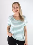 Only naisten raidallinen t-paita Moster V-Neck mintunvihreä/valkoinen - Naisten T-paidat - 138339 - 1
