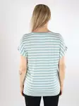 Only naisten raidallinen t-paita Moster V-Neck mintunvihreä/valkoinen - Naisten T-paidat - 138339 - 2