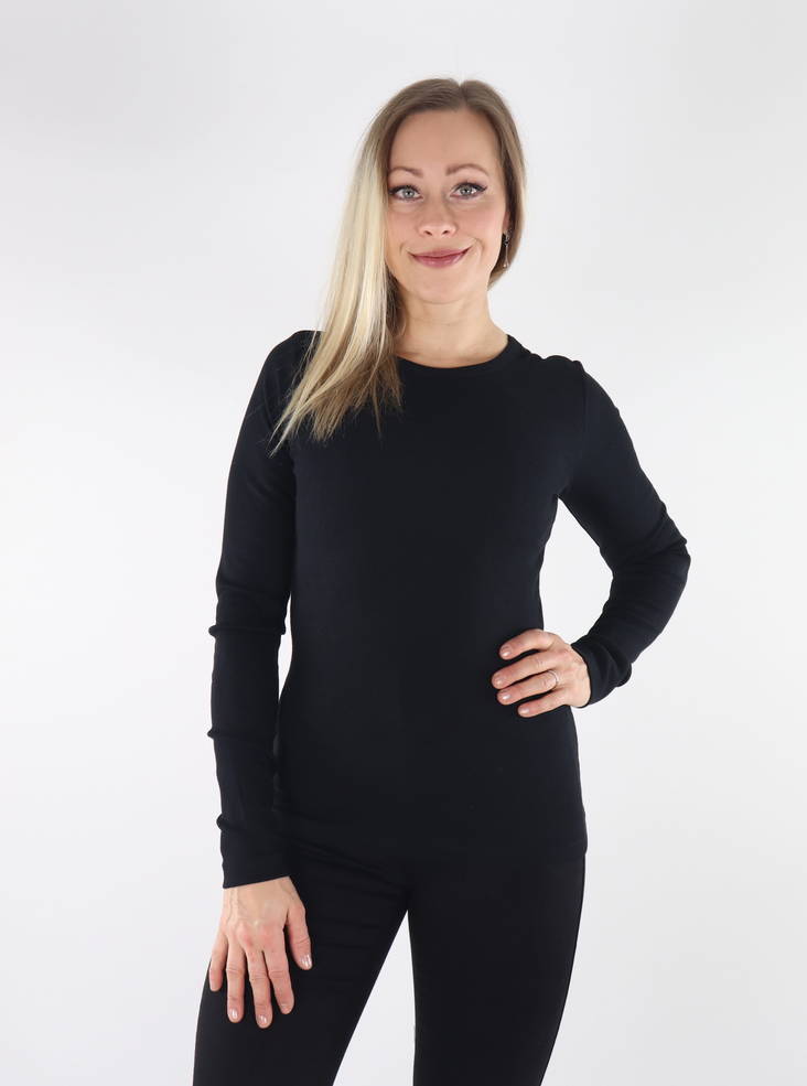 JJXX naisten ribbipaita Freya rib musta - Naisten pitkähihaiset paidat - 134669 - 1