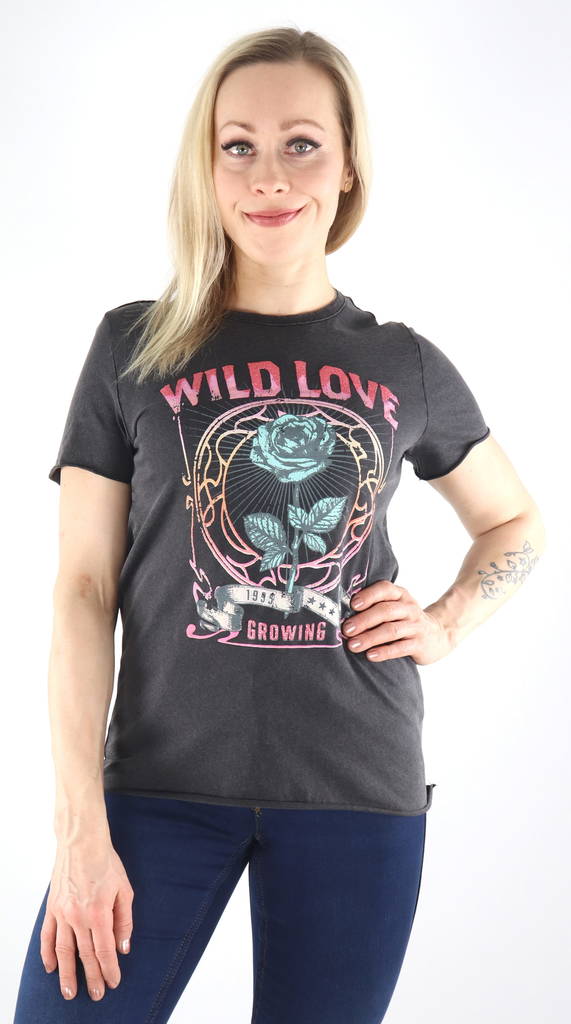 Only naisten printti t-paita Lucy reg musta/wild love - Naisten T-paidat - 133199 - 1