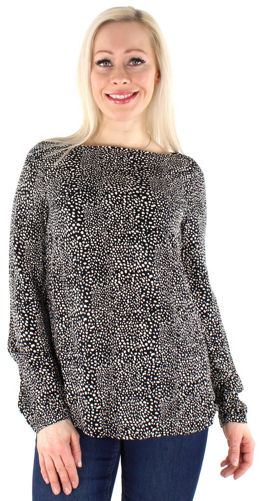 Vila Blus Marisol boatneck svart/vit - Långärmade tröjor för damer - 125599 - 1