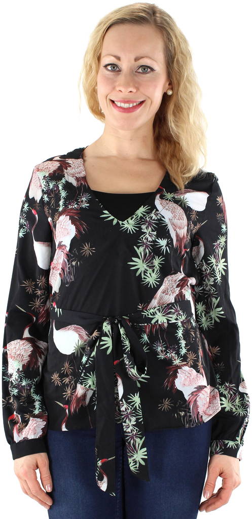 Vila Blus Svane v-neck svart - Långärmade tröjor för  damer - 120009 - 1