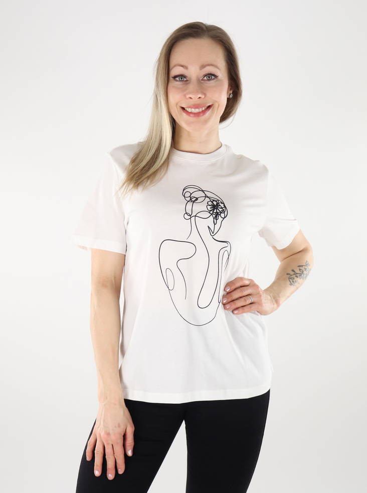 Vila damtryckt t-shirt snow white/flower - T-shirts för damer - 135809 - 1