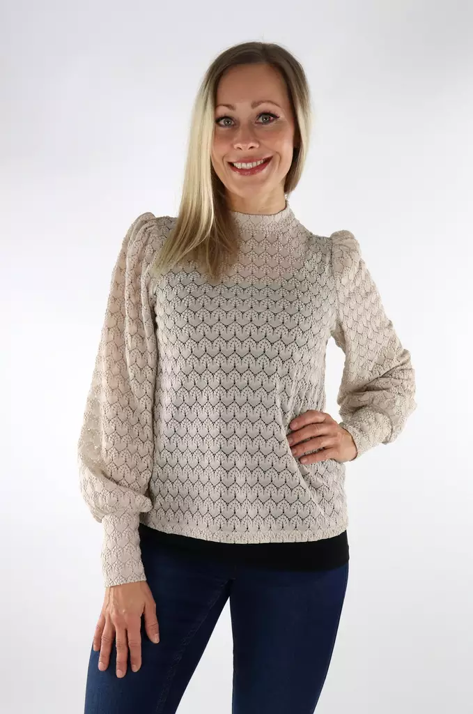 Vero Moda naisten paita Becca high neck beige - Naisten pitkähihaiset paidat - 136999 - 1