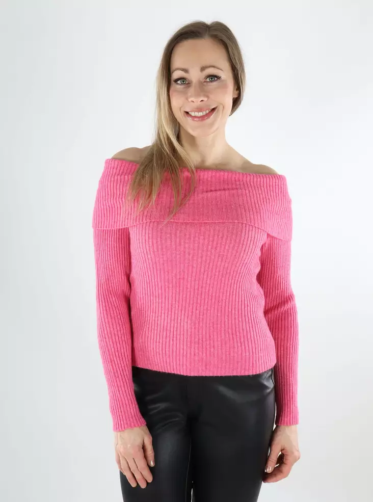 Only off shoulder-mallinen neule Katia pinkki - Naisten neuleet - 140089 - 1