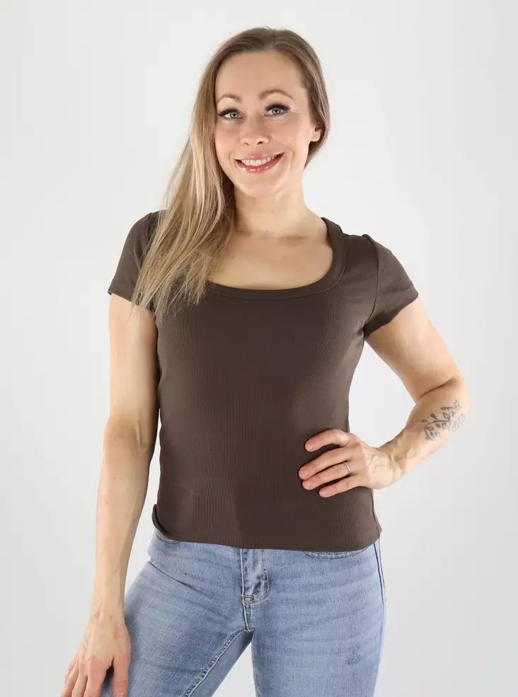 Vero Moda naisten luomupuuvillainen t-paita Chloe suklaanruskea - T-shirts för damer - 140979 - 1