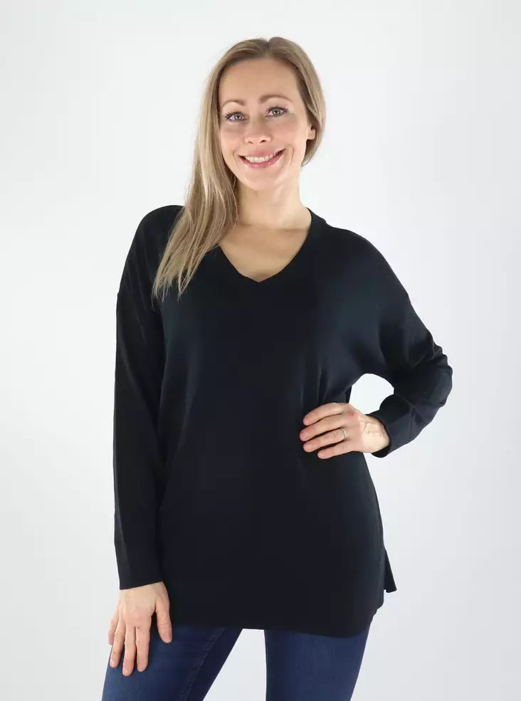 Vila naisten neule Claudie v-neck musta - Naisten neuleet - 141809 - 1