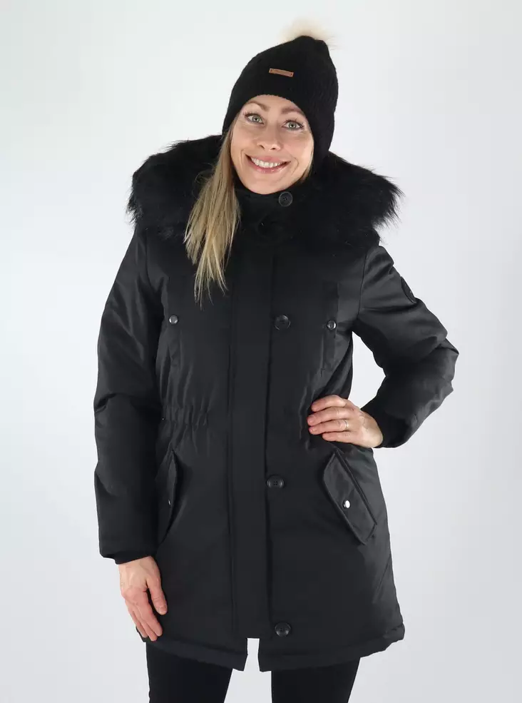 Only naisten parkatakki Iris black/black fur - Vinterjackor för damer - 142139 - 1