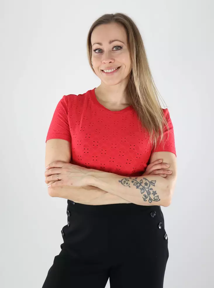 JDY naisten joustava t-paita Cathinka punainen - Naisten T-paidat - 140179 - 1