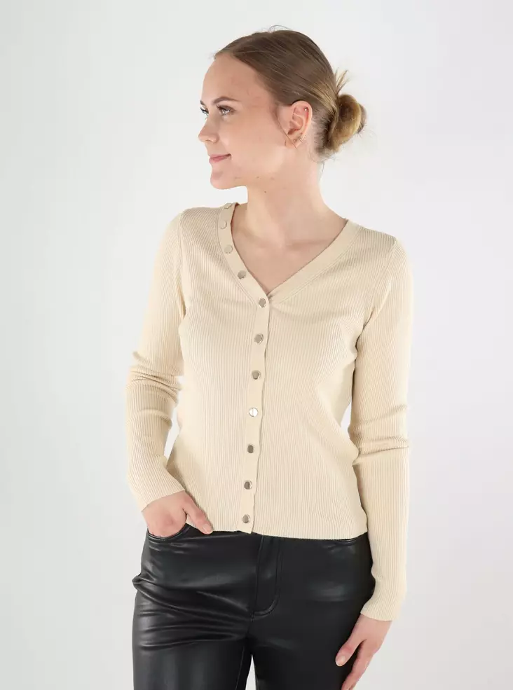 JDY naisten neuletakki Elle Button beige/kulta - Naisten neuleet - 140119 - 1
