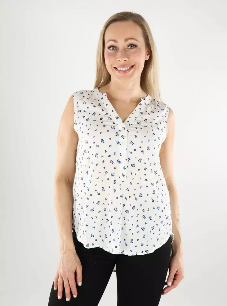 Only blommig topp för kvinnor cloud dancer/blue bella - Toppar för damer - 138479 - 1
