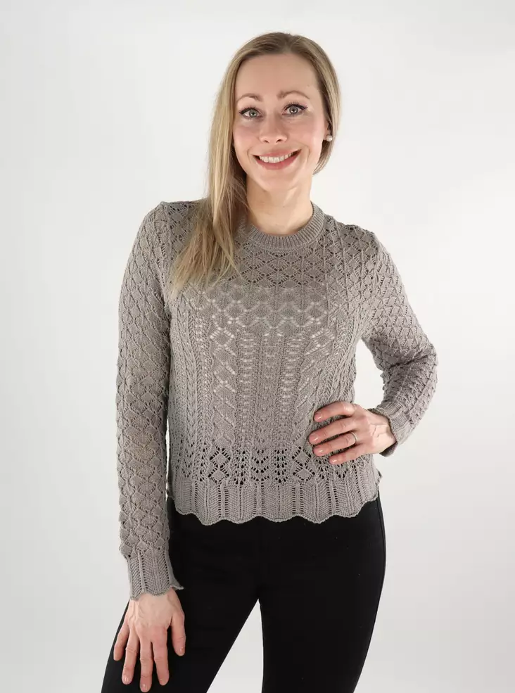 Only naisten neule Saga O-Neck vaaleanruskea - Naisten neuleet - 138039 - 1