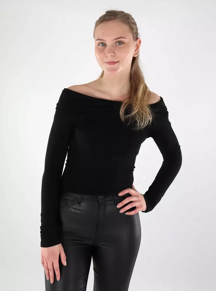 Only naisten paita Fayola Off Shoulder musta - Naisten pitkähihaiset paidat - 137659 - 1