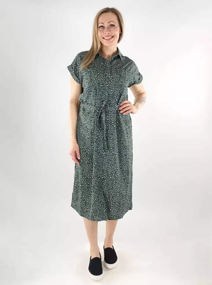 Only napitettu mekko Hannover Shirt Dress vihreä/leopardi - Mekot ja tunikat - 138119 - 1